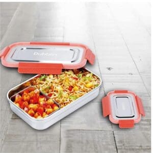 Dubblin Dine Out Senior Lunch Box, Stainless Steel Body, Compact & Sturdy, Ideal for School & Office