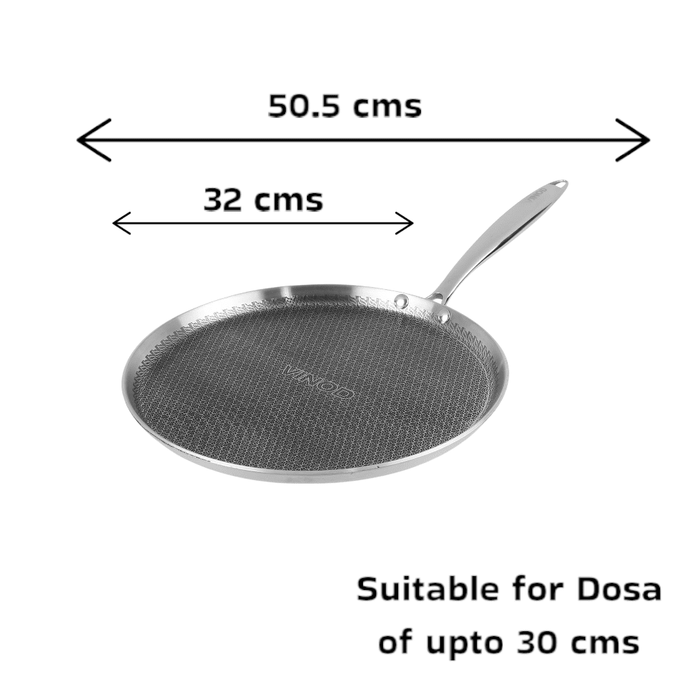 Vinod Platinum Triply Stainless Steel Dosa Tawa | Non-Stick & Induction Friendly