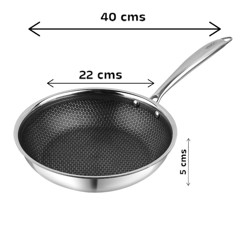 Vinod Platinum Triply Stainless-Steel Non-Stick Fry Pan – Induction Friendly