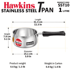 Hawkins Stainless Steel Tea Pan, Induction Friendly, Food Grade