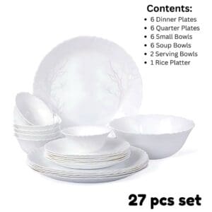 Cello Imperial Series Dinner Set, Microwave Safe, Toughened Glass