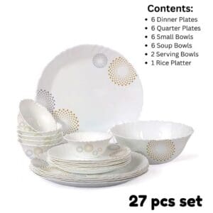 Cello Imperial Series Dinner Set, Microwave Safe, Toughened Glass