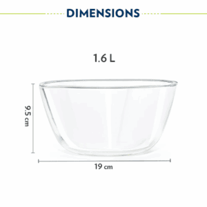 Borosil Square Mixing Bowl - 1600 ml