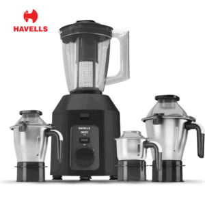 Havells Hexo Plus 1100 Watts Mixer Grinder with 4 Jars, Heavy Duty Mixer with 100 Mins of Continuous Run Time, 5+2 Years Warranty