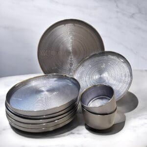 Crystal  Handmade 9 Pcs Snack Set, Metallic Finish Series, Exclusive Hosting and Gifting Set