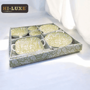 Hi-Luxe Flora 6 pcs Platter Set, Ceramic Serving Set for Casual Hosting & Gifting