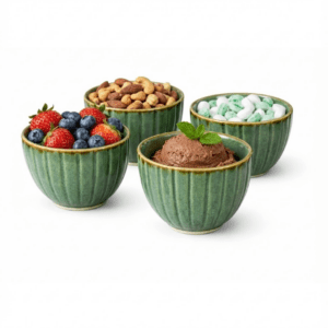 Tatva Mint Bowl Set, 4 pcs Ceramic Bowl Set Ideal for Serving Dips, Savories and Desserts