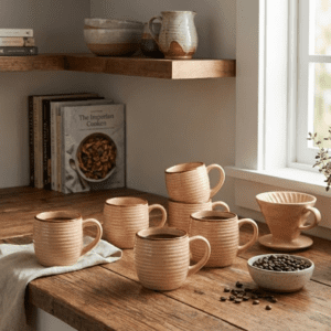 Tatva Cutting Chai Tea Cups, 6 Pcs Ceramic Tea Cups Set, 175 ml Capacity