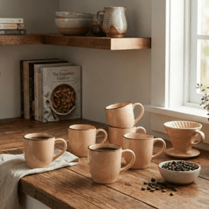 Tatva Cutting Chai Tea Cups, 6 Pcs Ceramic Tea Cups Set, 175 ml Capacity