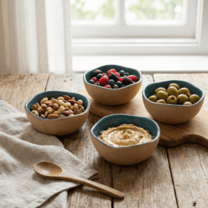 Tatva Organic Bowl Set, 4 Pcs Ceramic Bowl Set Idea for Desserts and Dips