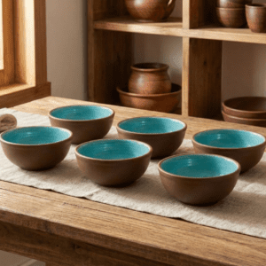 Tatva Baati Bowl, 6 pcs Ceramic Bowl Set Ideal for Serving Dal, Dips & Desserts