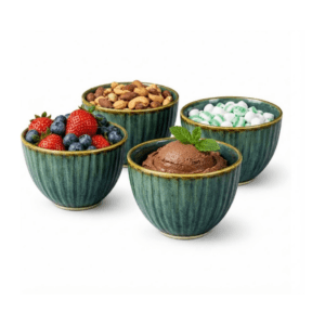 Tatva Mint Bowl Set, 4 pcs Ceramic Bowl Set Ideal for Serving Dips, Savories and Desserts