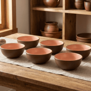 Tatva Baati Bowl, 6 pcs Ceramic Bowl Set Ideal for Serving Dal, Dips & Desserts