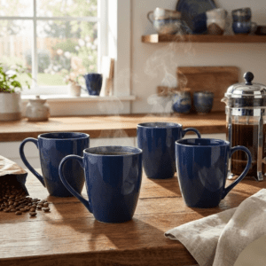 Tatva Porcelain 4 Pcs Mug Set, 300 ml Mugs suitable for Coffee and Teas