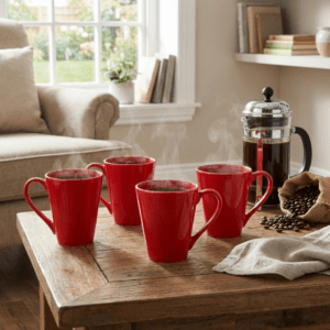 Tatva Porcelain 4 Pcs Mug Set, 300 ml Mugs suitable for Coffee and Teas