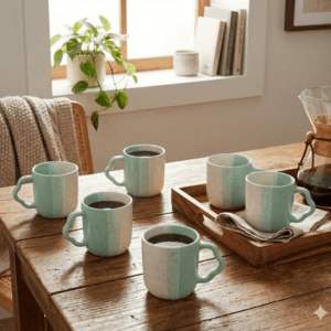 Tatva Cutting Chai Tea Cups, 6 Pcs Ceramic Tea Cups Set, 175 ml Capacity