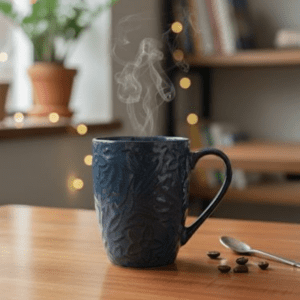 Tatva Embossed Ceramic Mug, 300 ml Capacity, Ideal for Coffee and Teas