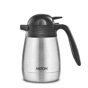 Milton Carafe Stainless Steel Double Walled Vacuum Insulated Flask with Lid and Handle, Coffee/Tea Carafe Heat & Cold Retention, Leak Proof, Rust Free, Easy to Carry