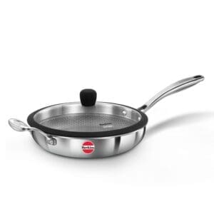 Hawkins Pro Shielded Nonstick Triply Frying Pan, Fry Pan with Stainless Steel Handle and Glass Lid