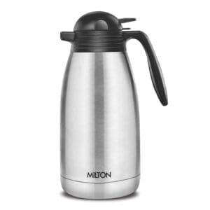 Milton Carafe Stainless Steel Double Walled Vacuum Insulated Flask with Lid and Handle, Coffee/Tea Carafe Heat & Cold Retention, Leak Proof, Rust Free, Easy to Carry