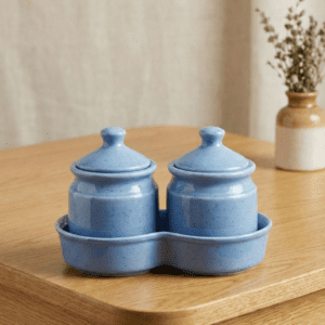Tatva Ceramic Pickle Set, 2 Pcs Ceramic Jars with Lid