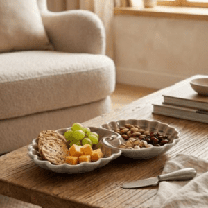 Tatva Mayur Pankh Platter, Ceramic Platter Ideal for Serving Snacks & Savories