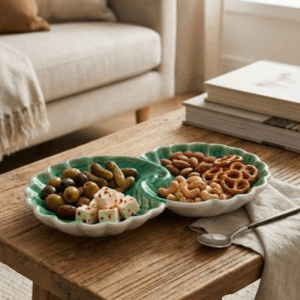 Tatva Mayur Pankh Platter, Ceramic Platter Ideal for Serving Snacks & Savories