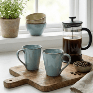 Tatva Porcelain 2 Pcs Mug Set, 300 ml Mugs suitable for Coffee and Teas