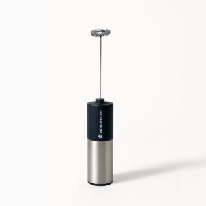 Wonderchef Regalia Milk Frother | Rich and Creamy Froth in Seconds | Stainless Steel Body & Whisk | AA Battery Operated | Blend Lassi, Cold Coffee, Gym Shakes, Whipped Cream | Easy to Clean | Black