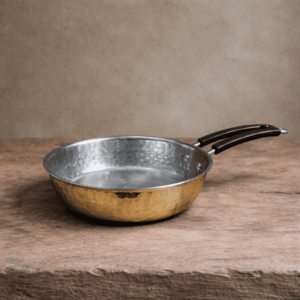 Tamira Pure Brass Frying Pan With Insulated Handle, Medium, 20cm