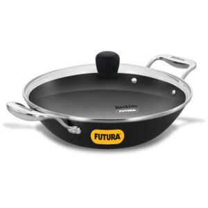 Hawkins 2.5 Litre Futura Slim Cast Iron Kadhai | Induction & Gas Compatible | Ideal for Deep Frying & Curries | with Glass Lid | Black (IMK25G)|Induction and Gas Stove Compatible
