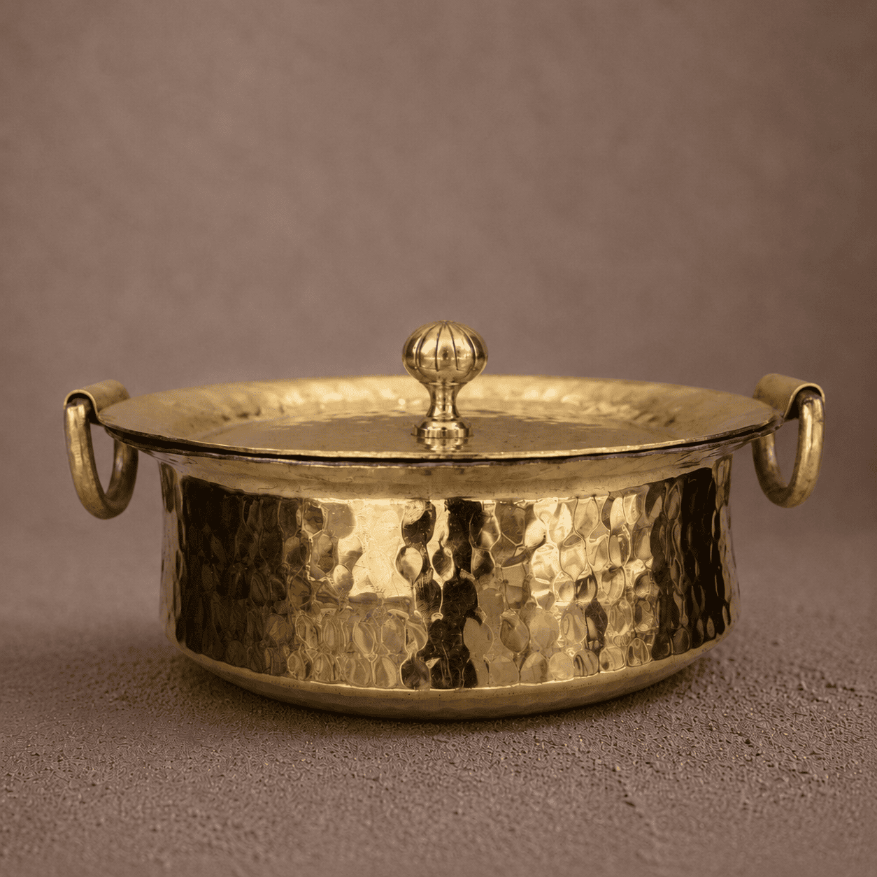 Tamira Pure Brass Sipri, Round Bottom, 4L | Malaysian Tin-Lined High-Copper, Hand-Hammered Non-Reactive Cookware