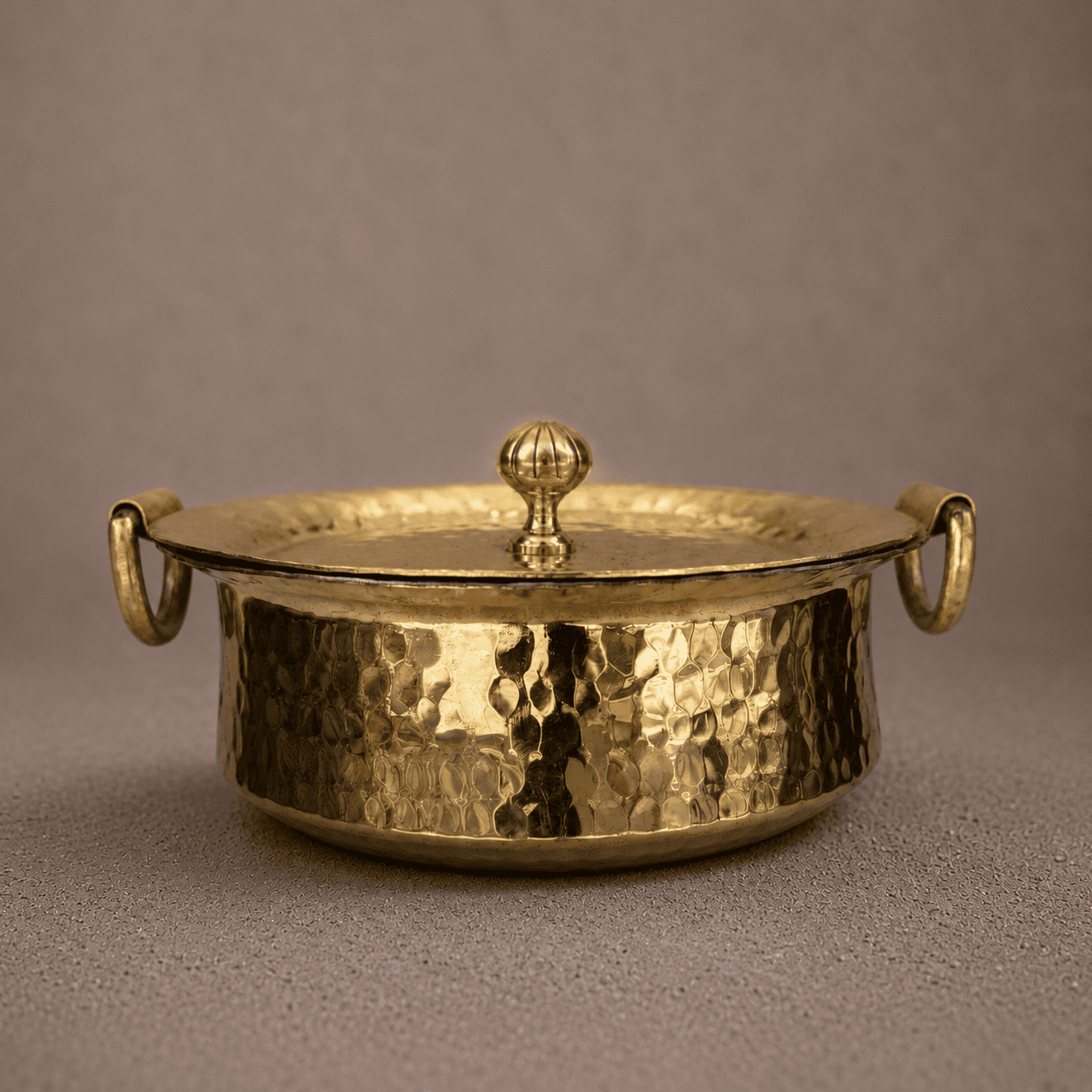Tamira Pure Brass Sipri, Round Bottom, 3.4L | Malaysian Tin-Lined High-Copper, Hand-Hammered Non-Reactive Cookware