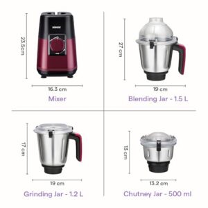 Borosil 1000W Premia Made in India 3 Stainless Steel Jar image 4