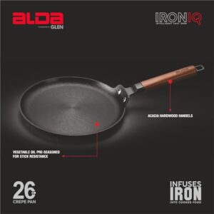 Alda Ironiq Crepe Pan 26cm | Non-Stick Flat Tawa with Cool Touch Handle | Pancake, Dosa & Crepe Pan | Heavy Duty Cookware | Induction & Gas Stove Compatible for Everyday Cooking image 5