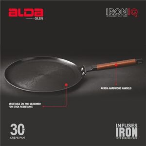 Alda Ironiq Crepe Pan 30cm | Non-Stick Flat Tawa with Cool Touch Handle | Pancake, Dosa & Crepe Pan | Heavy Duty Cookware | Induction & Gas Stove Compatible for Everyday Cooking image 5