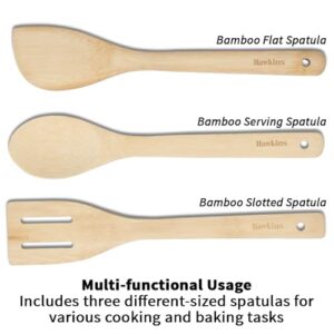 Hawkins Bamboo Spatula Set of 3, Natural Handmade Bamboo Spatulas, Kitchen Tools, Ladles, Turners, Flippers, Scrappers, Servers for Nonstick Cookware (BSPTL3) image 3