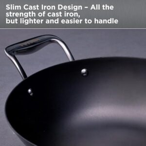 Hawkins 4 Litre Futura Slim Cast Iron Kadhai | Induction & Gas Compatible | Ideal for Deep Frying & Curries | with Glass Lid | Black (IMK40G)|Induction and Gas Stove Compatible image 3