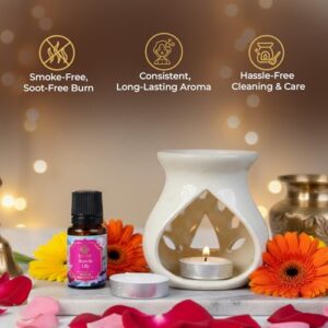 EKAM Ceramic Aroma Oil Diffuser Burner Set with Essential Oil image 7