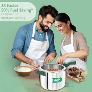 Hawkins 5 Litre Pressure Cooker | Stainless Steel | Quik | Straight Body | Induction Compatible | Ideal for 5–7 persons | Silver (QSP50)|Induction and Gas Stove Compatible image 2