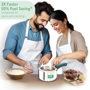 Hawkins Quik 1.5 Litre Stainless Steel Pressure Cooker | Straight Body | Induction & Gas Compatible | Ideal for 1–2 persons | ISI Certified | Guaranteed for 5 year | Silver (QSP15) image 3
