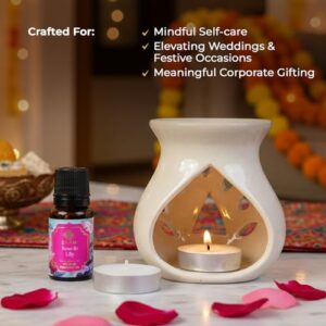EKAM Ceramic Aroma Oil Diffuser Burner Set with Essential Oil image 5