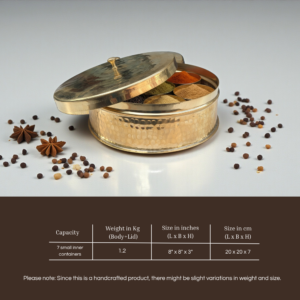 Tamira Pure Brass Masala Box / Spice Box image 4