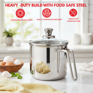 Vinod Platinum Triply Milk Pot 2 Litre - 14 cm with Glass Lid image 2