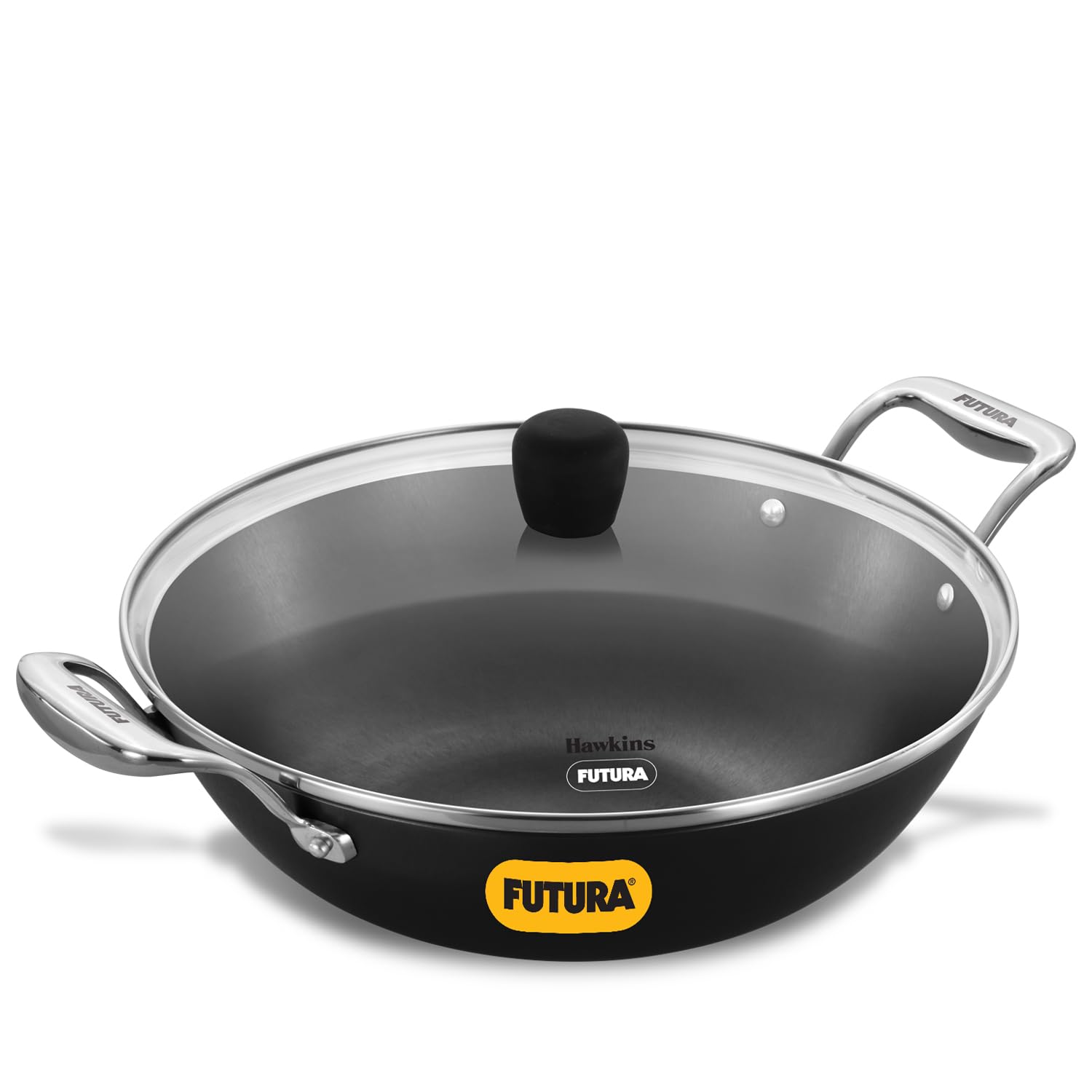 Hawkins 4 Litre Futura Slim Cast Iron Kadhai | Induction & Gas Compatible | Ideal for Deep Frying & Curries | with Glass Lid | Black (IMK40G)|Induction and Gas Stove Compatible