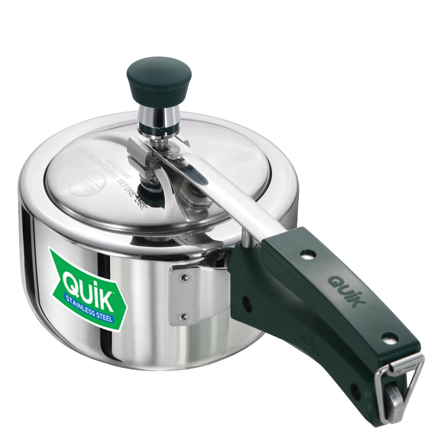 Hawkins Quik 1.5 Litre Stainless Steel Pressure Cooker | Straight Body | Induction & Gas Compatible | Ideal for 1–2 persons | ISI Certified | Guaranteed for 5 year | Silver (QSP15)