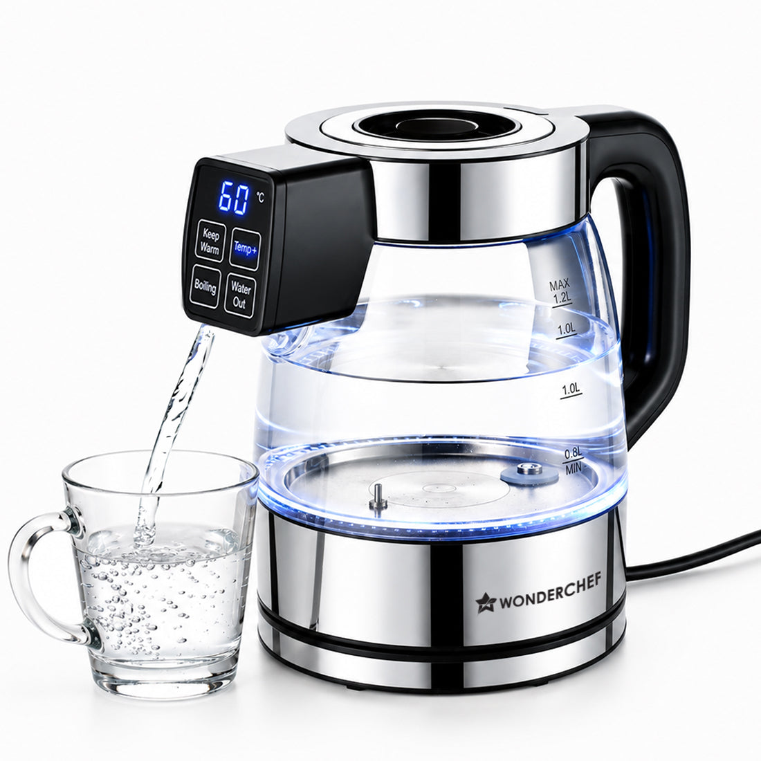 Crystal Tap & Flow Glass Kettle & Hot Water Dispenser