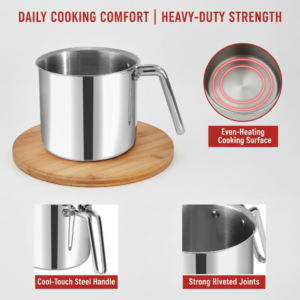 Vinod Platinum Triply Milk Pot 2 Litre - 14 cm with Glass Lid image 4