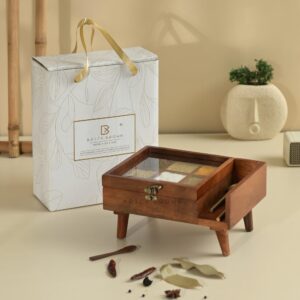 Brick Brown Legged Spice Box, Mango Wood image 10