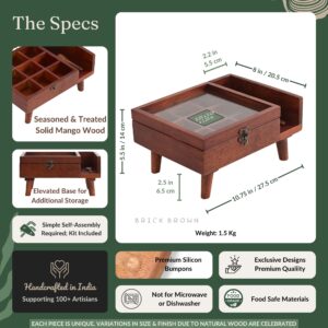Brick Brown Legged Spice Box, Mango Wood image 11